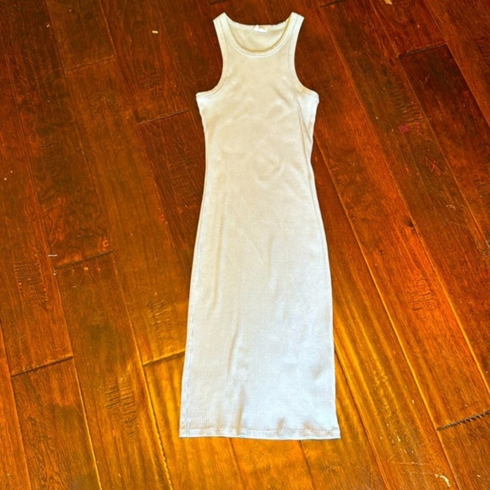Cotton on body-con dress baby blue ribbed tank style rounded neckline size xs